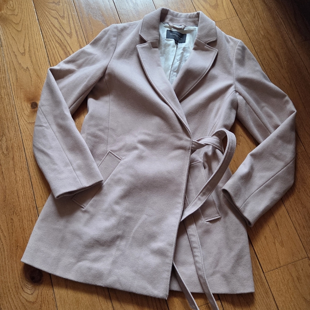 Banana Republic Tan Wrap Wool Trench Coat